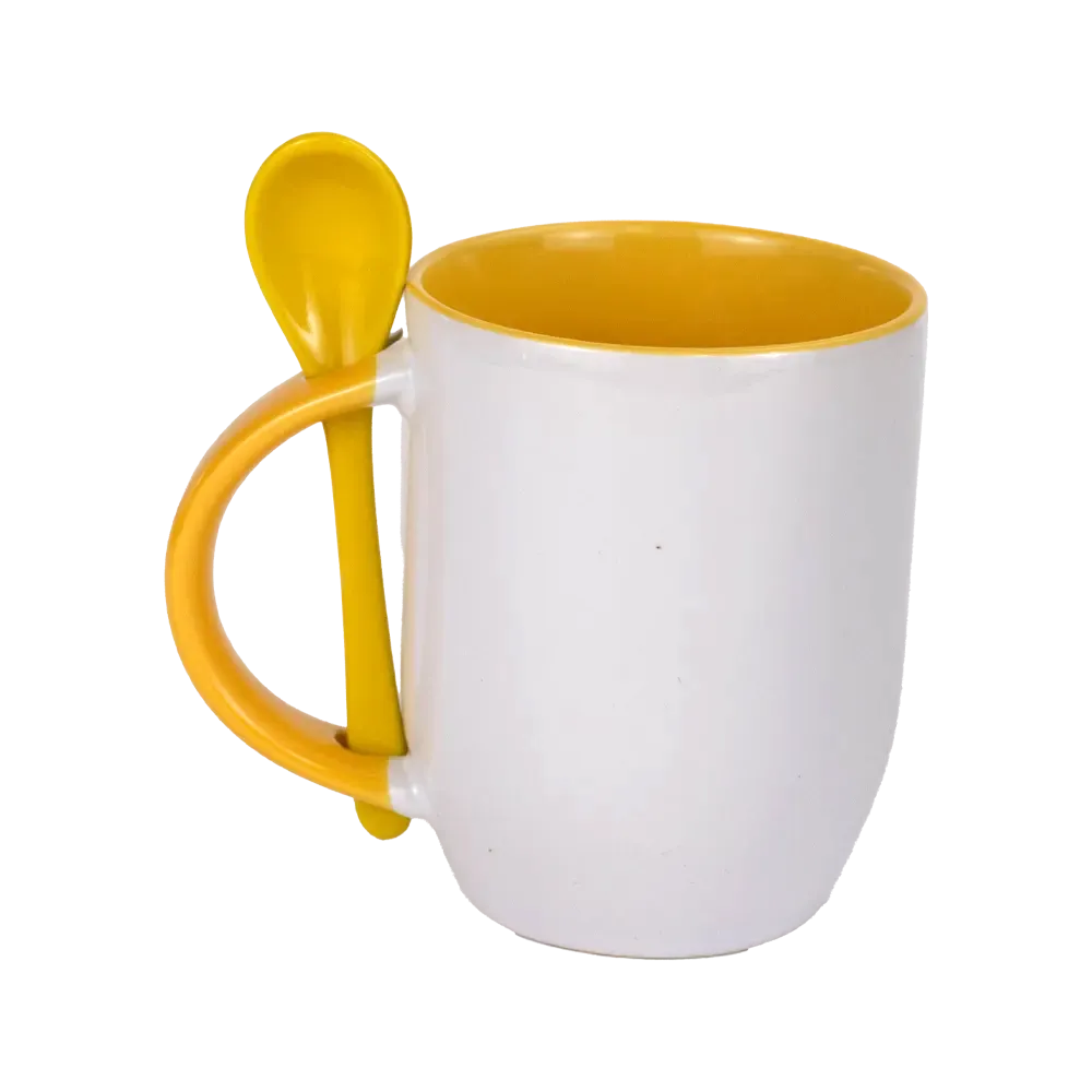 Taza Sublimable con Cucharita Amarilla 12oz - Imagen 2