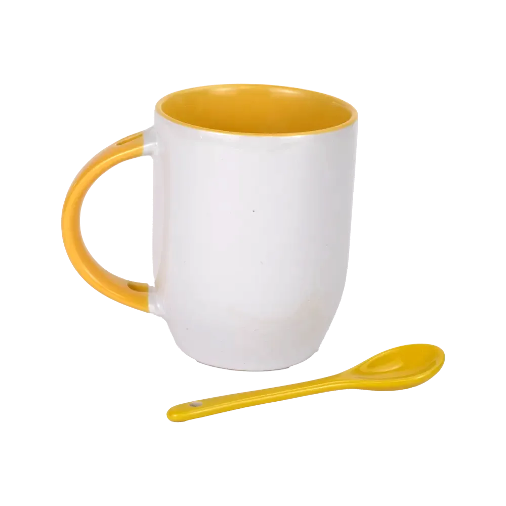 Taza Sublimable con Cucharita Amarilla 12oz
