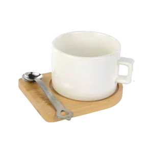 SET DE CAFE CON BASE DE BAMBU + CUCHARA 180ML