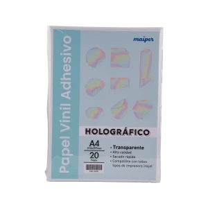 ADHESIVO VINIL HOLOGRAFICO TRANSPARENTE 20HOJAS