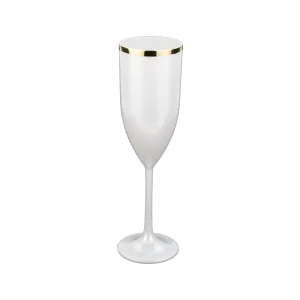 COPA ACRILICA BLANCO CON BORDE DORADO